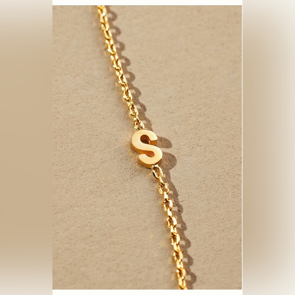 Anthropologie 14 k gold plated monogram chain necklace letter S
